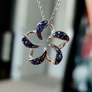 Na Hoku Floating Plumeria Pendant with Sapphires